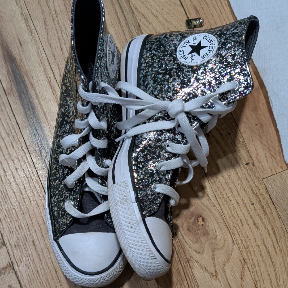Converse Black and Silver Glitter High-Tops